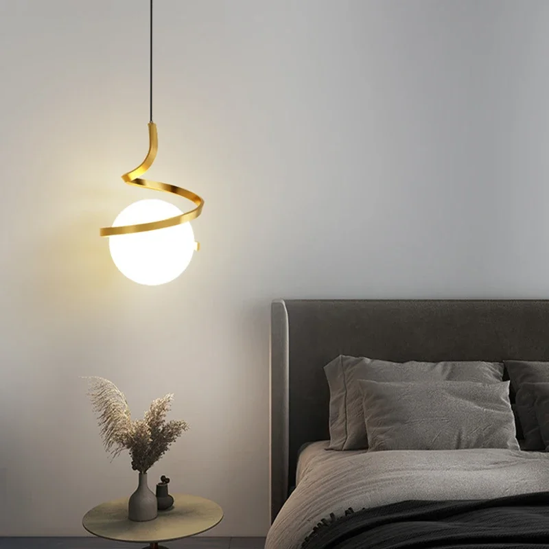 

Modern Glass LED Pendant Lights Bedside Chandelier for Living Room Bedroom Loft HangLamp Home Decor Ball Lampshade Pendant Lamp