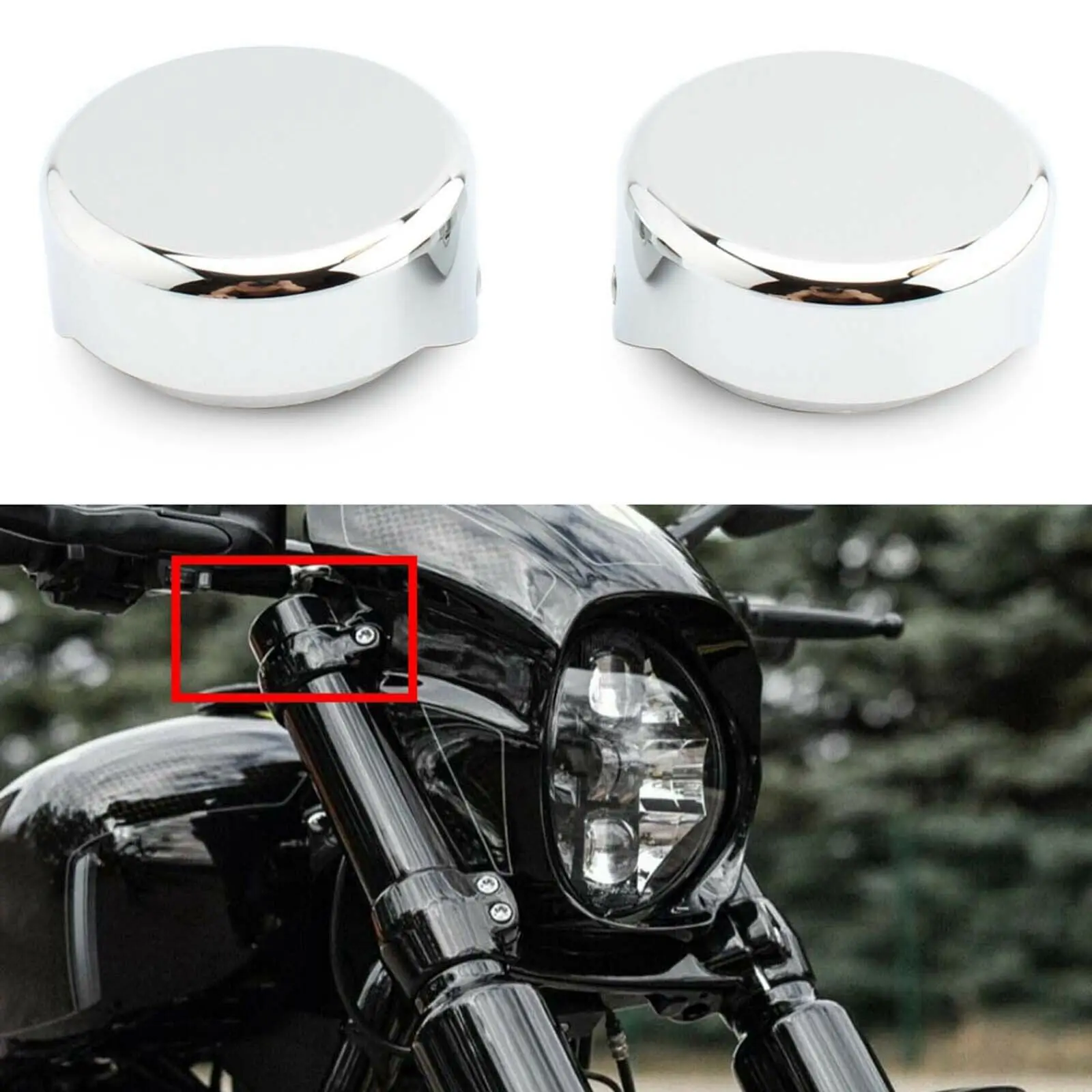 

Chrome Upper Fork Nuts Caps For Harley Softail Breakout FXBR FXBRS 2018-2022