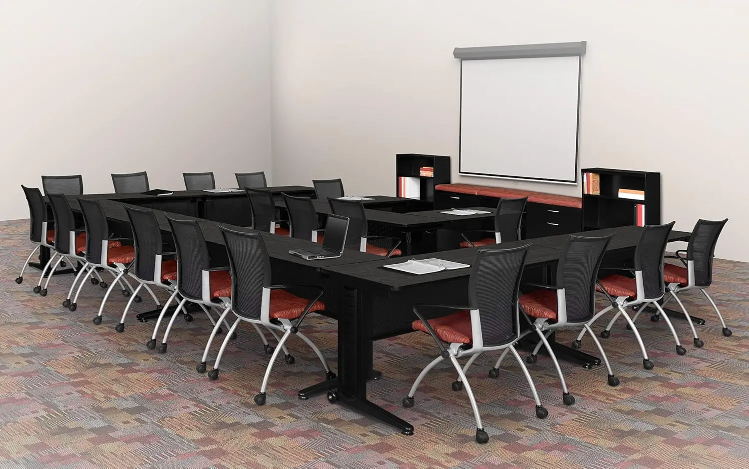 Black Fusion Modesty Panel For 84"" Desk 2