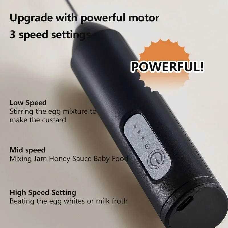 Wireless Electric Milk Frothers USB Recharge 3 Speeds Handheld Milk Foamer Mini Blender for Coffee Cappuccino Foam Maker Whisk 3