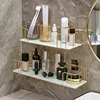 Luxury Bathroom Shelf without drilling Iron Wall Shelf with Marble style Glass Plate Makeup Storage Rack Bathroom Accessories 6
