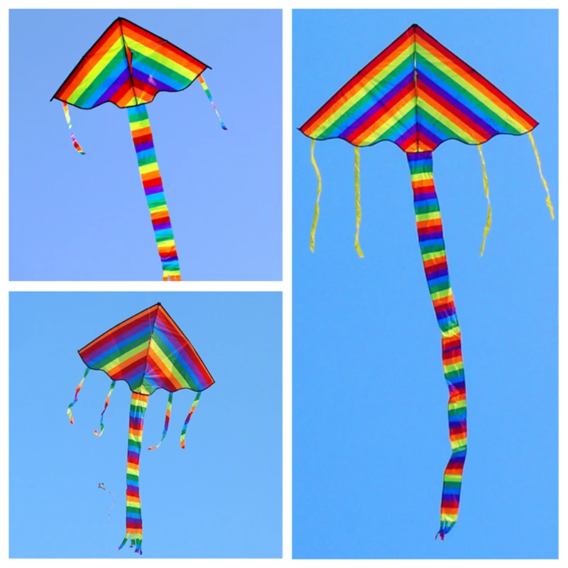 

free shipping rainbow kite toys flying kites for adults with handle line eagle kiteboard power kite reel nylon toys flying kites
