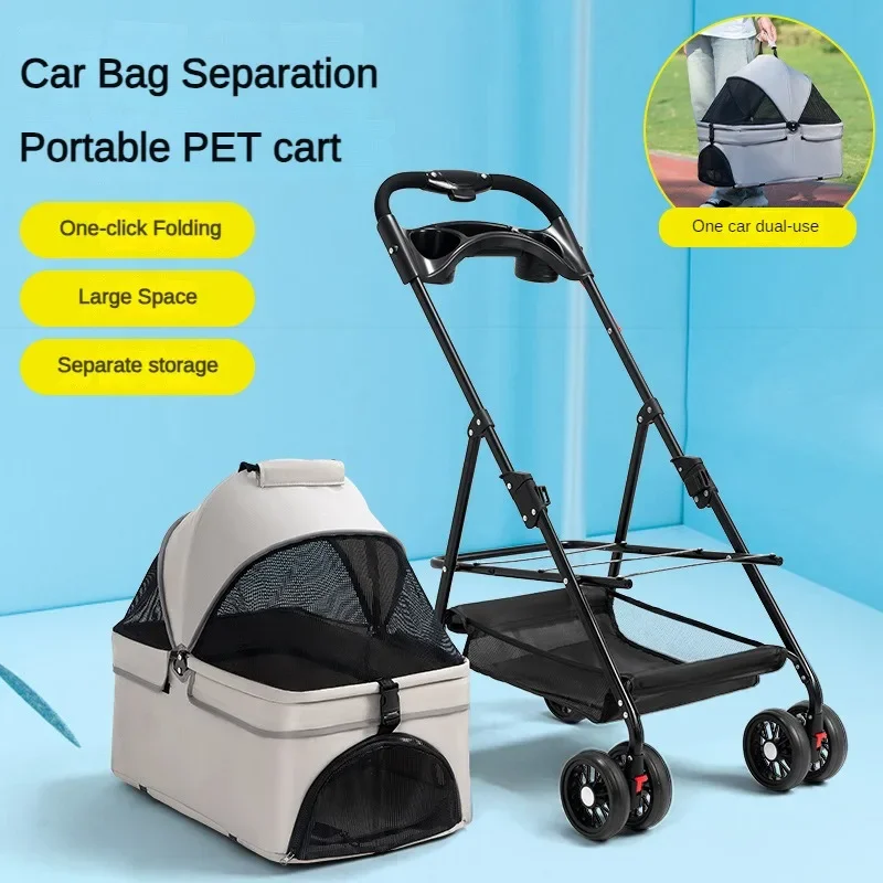 Cochecito para mascotas pequeñas y medianas, ligero, desmontable, plegable, para viajes al aire libre, Scooter transpirable para perros y gatos 1
