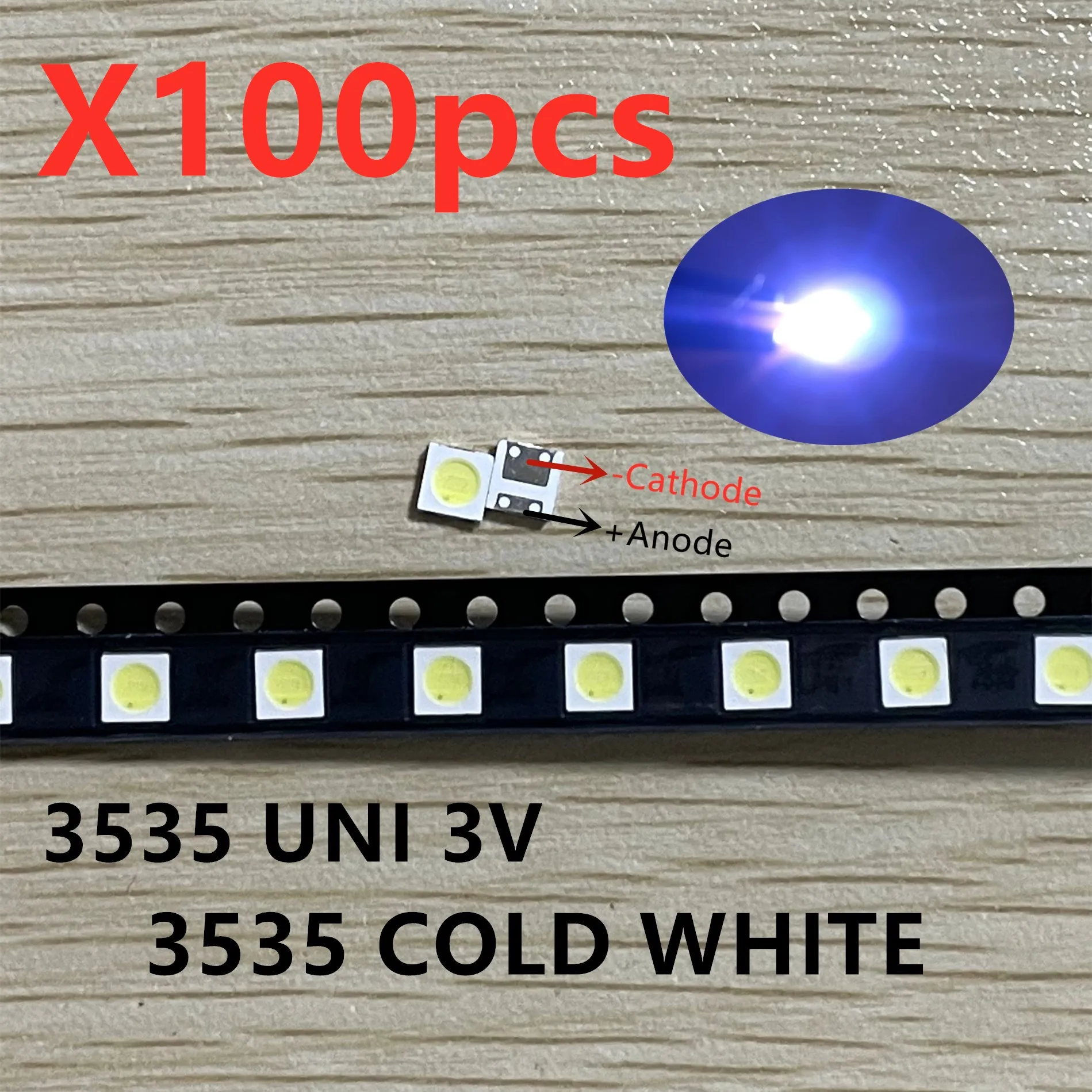 SAMIROB 50-100 Stück Original LED LED 2W 6V / 1W 3V 3535 Kaltweiß LCD-Hintergrundbeleuchtung für TV – Detail 3