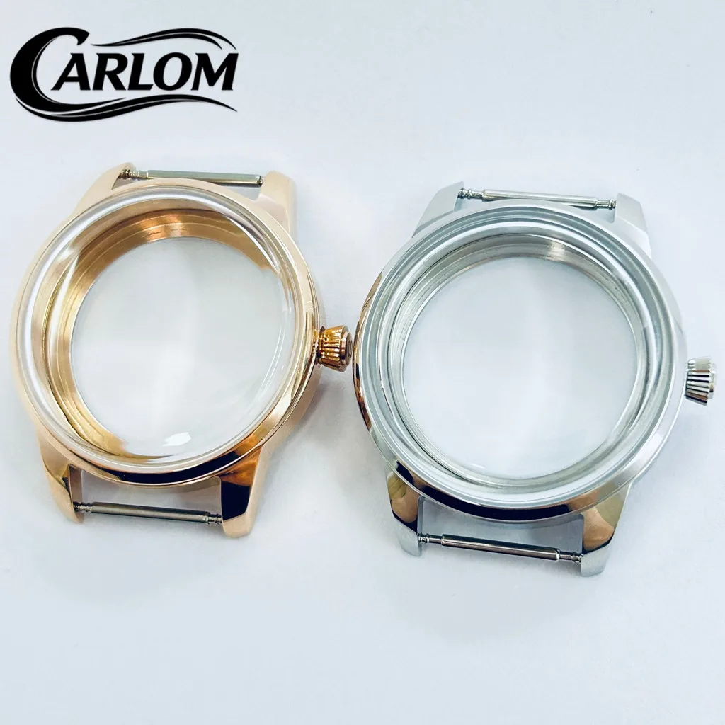 Elegant 33mm Cocktail Arch Watch Case - Polished Silver & Rose Gold Finish