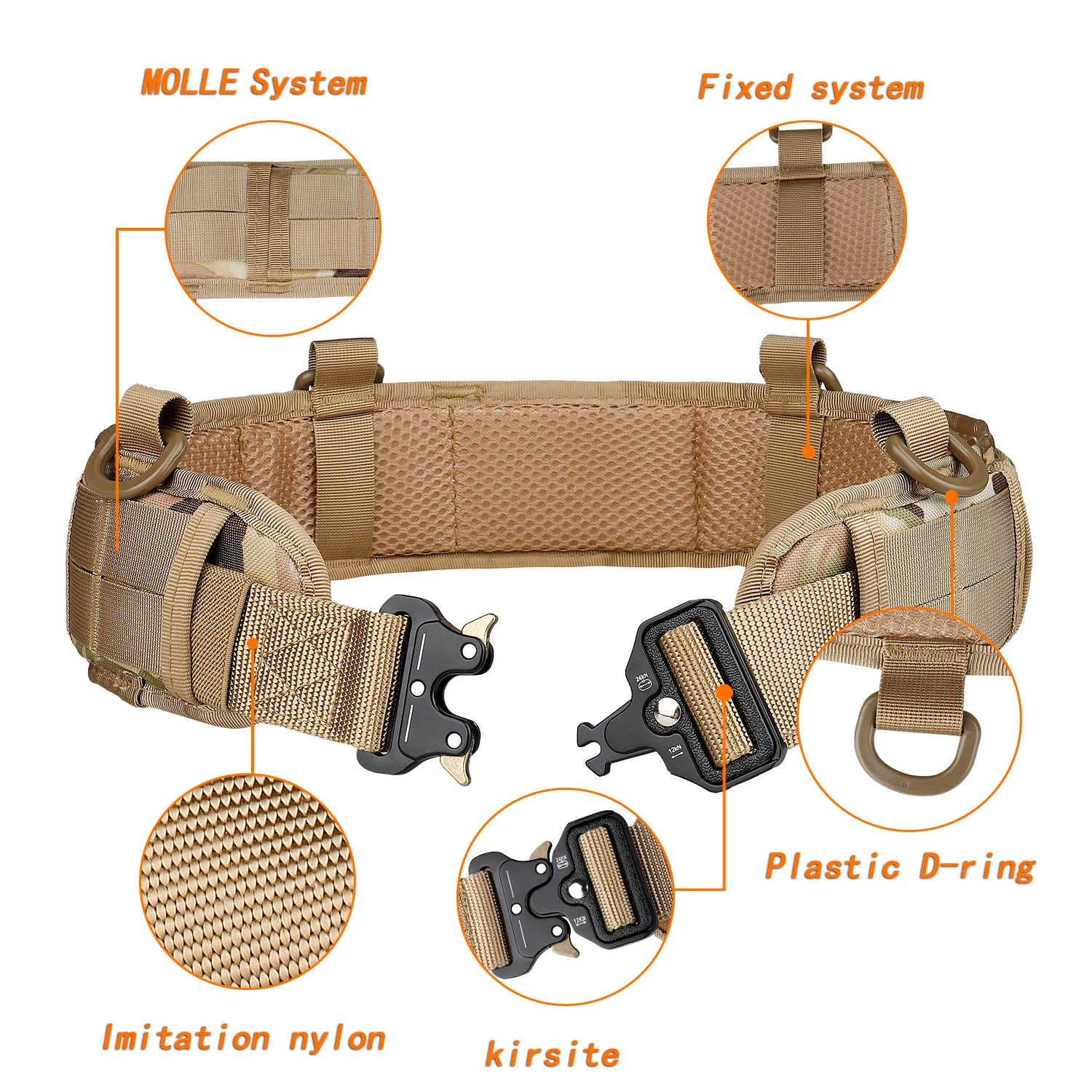 Tactical Adjustable Fishing Belt Outdoor Men Molle Battle Army Combat CS Airsoft Hunting Paintball Padded military waist belt