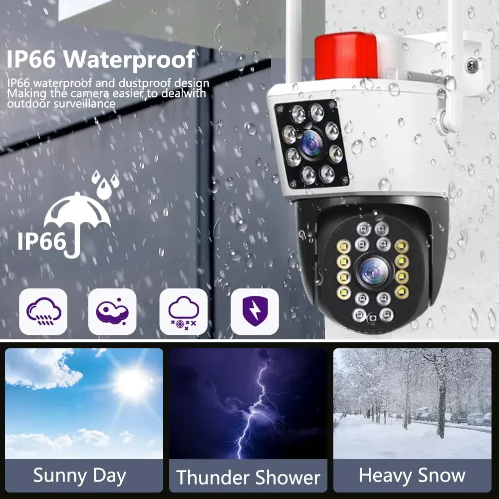 4K 8MP Security Protection Dual Lens WIFI IP Camera Video Surveillance Outdoor PTZ Color Night Vision AI Auto Tracking eseecloud 4