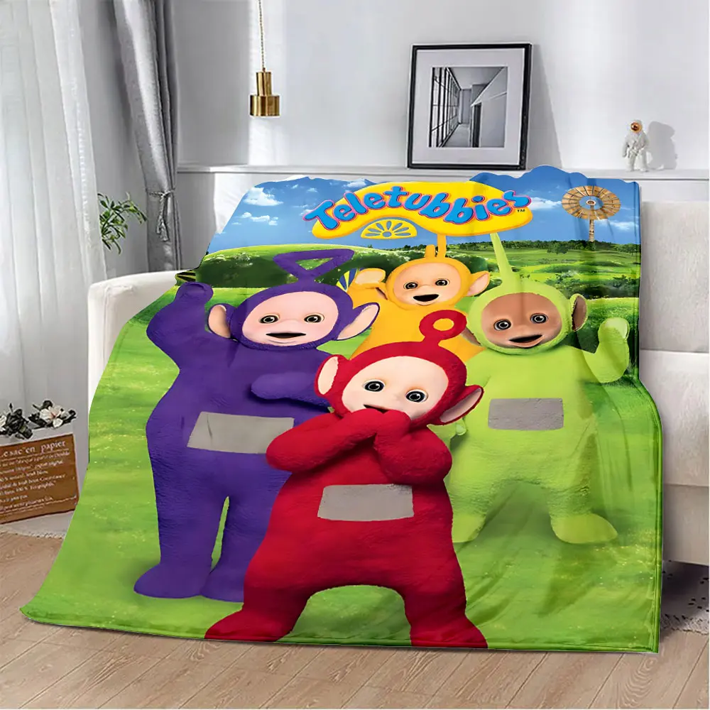 M-Meet The-Teletubbies Cartoon Logo Children Printed Blanket Picnic Blankets Warm Blanket Soft and Comfortable Blanket Home 2