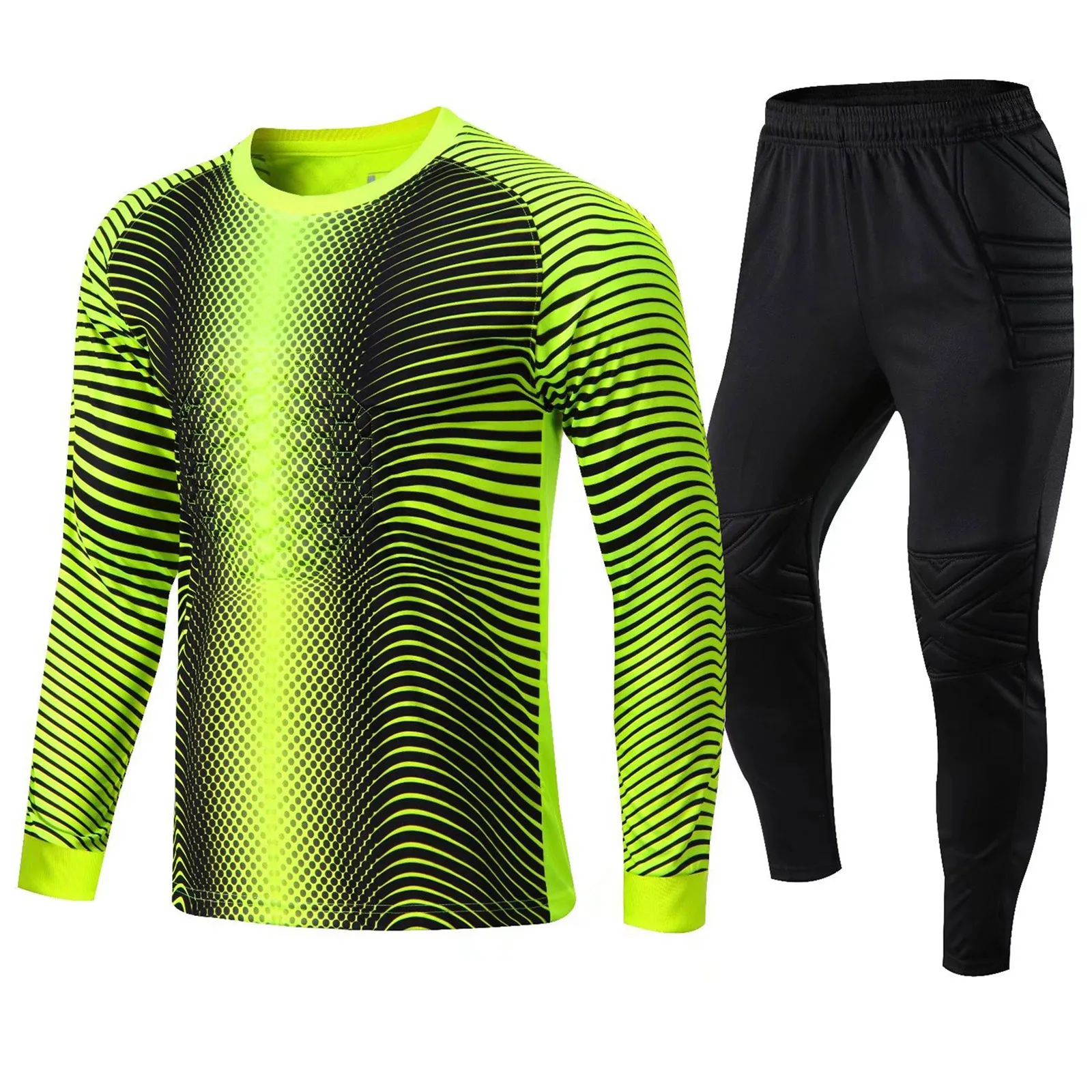 Kids Padded Goalkeeper Soccer Jersey and Pants Set for Boys Long