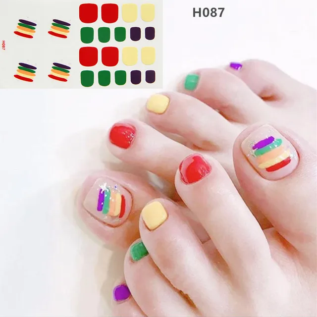22tips Korea Toe Nail Sticker Wraps Adhesive Decals Toenail Polish Strips DIY Pedicure Foot Decals Manicure Women H087