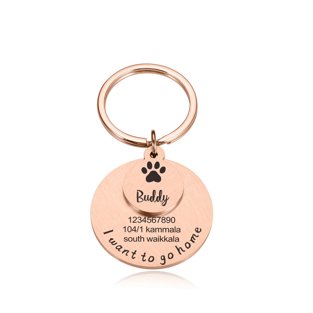 Personalized Pet ID Tags I AM MICRO CHIPPED Anti-lost Engraved Pets ID Name Plate for Cats Puppy Dog Collar Tag Pendant Keyring 