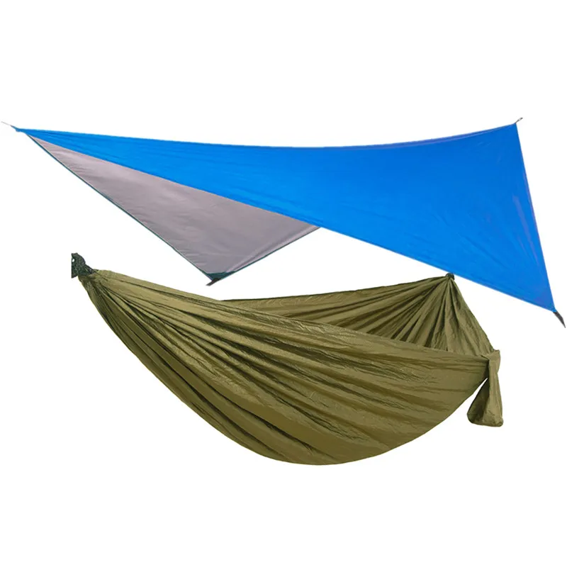 Camping Hammock Includes Mosquito Net, Rain Fly, Tree Straps, Perfect for Camping Lightweight Nylon Portable Single Hammock 