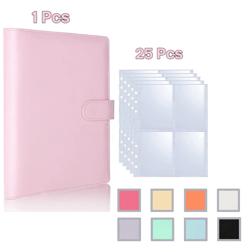 Kpop Photocard Binder 25 pages 4-Pocket Card Collector Album 200 Card Slots PU Leather Cover