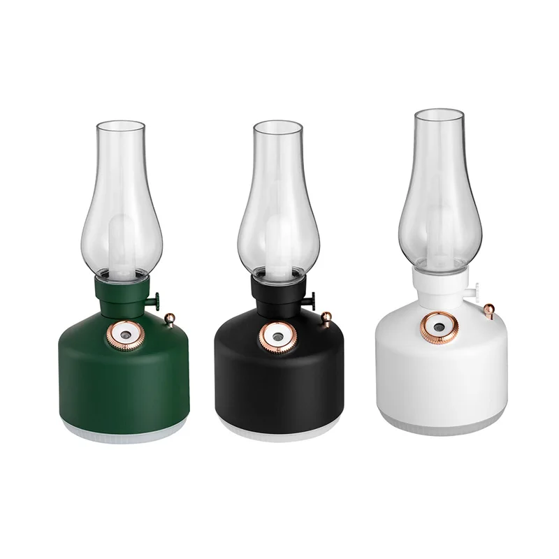 

Retro Coal Oil Lamp Model LED Night Light Mute Mist Maker USB Rechargeable Wireless Mini Air Humidifier For Car Office