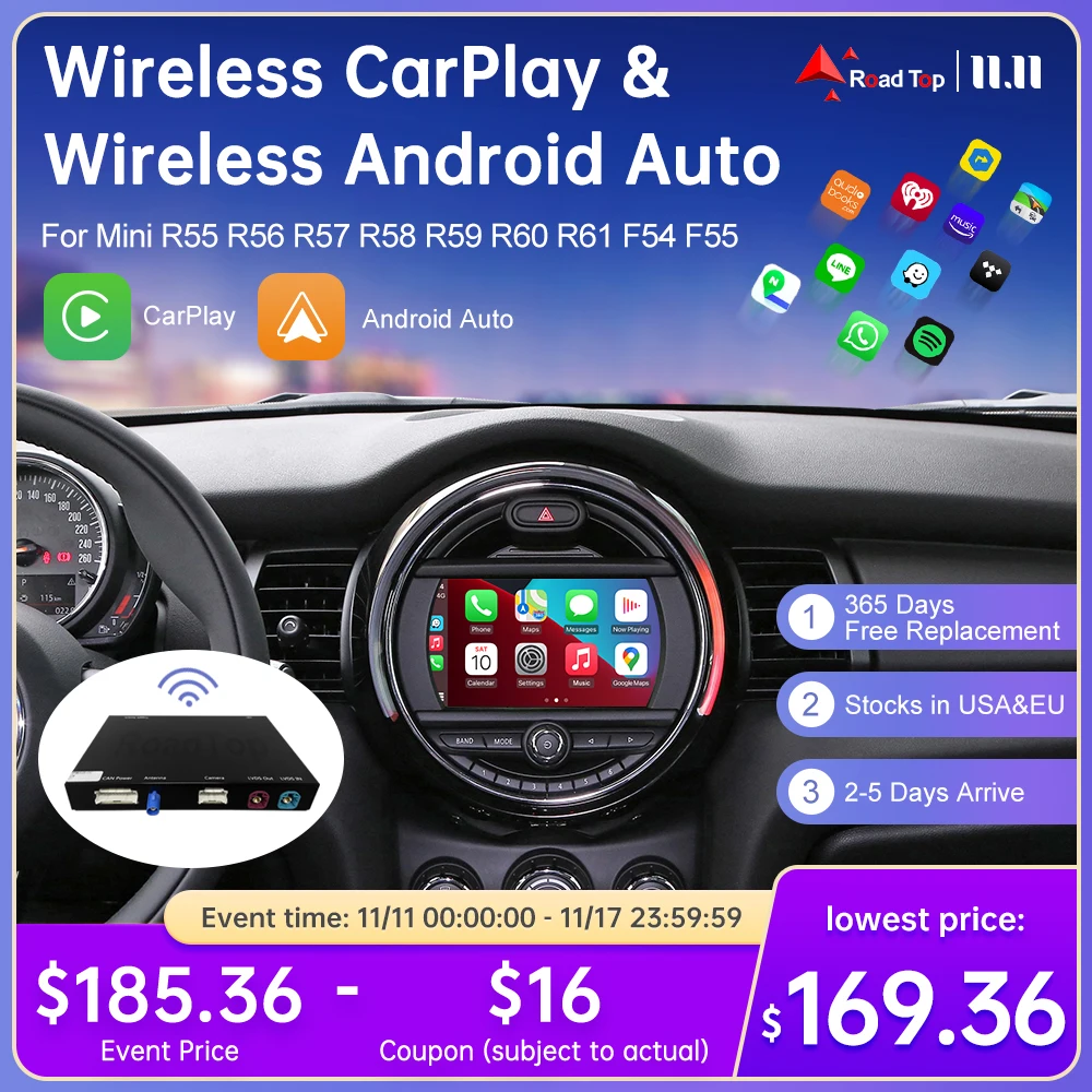 WirelessAppleCarPlayAndroidAutofrMiniR55R56R57R58R59R60