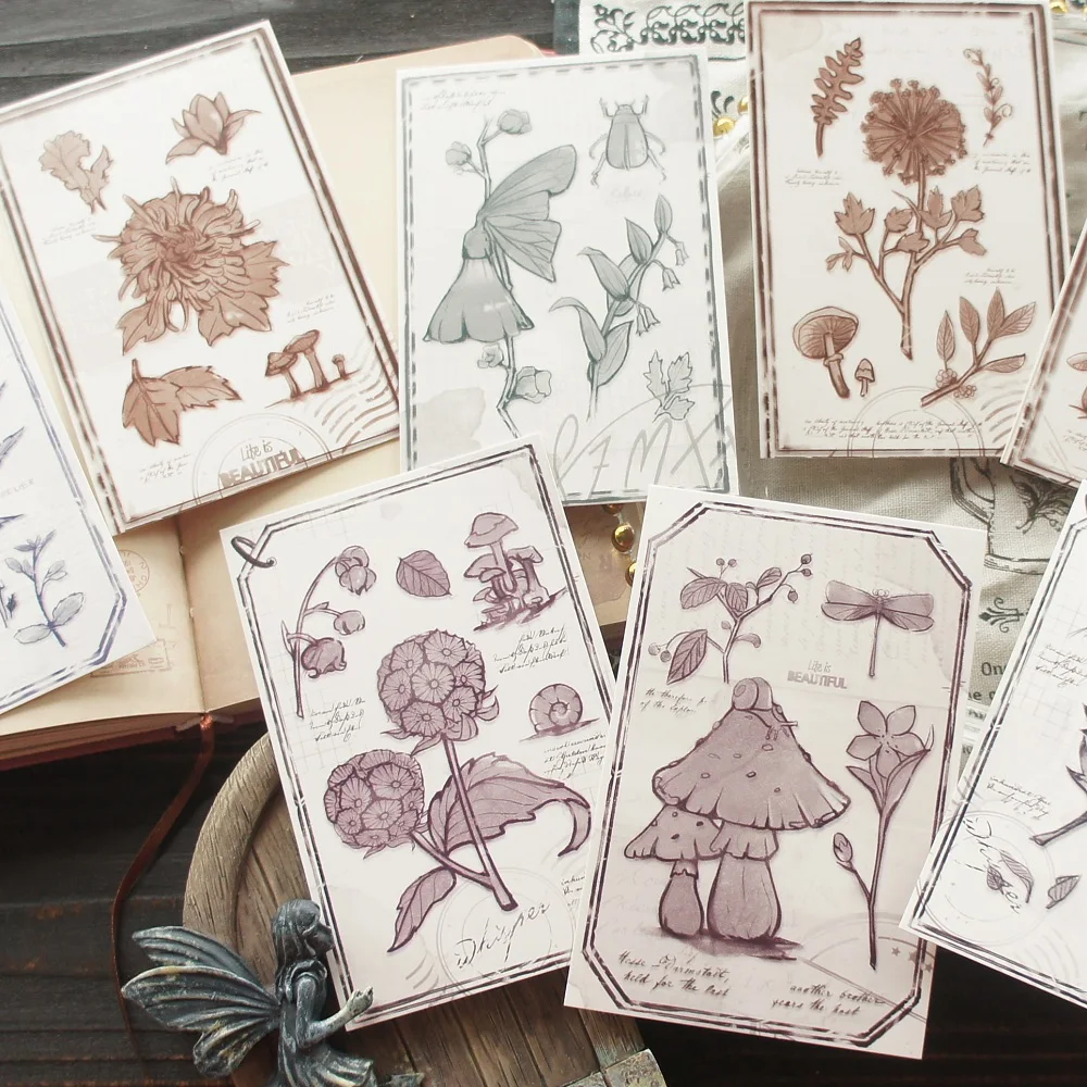 

15pcs Imitate Plant Stamp Color Filling Design As Post Card Gift Greeting Cards Gift Party Invitation Scrapbooking Use