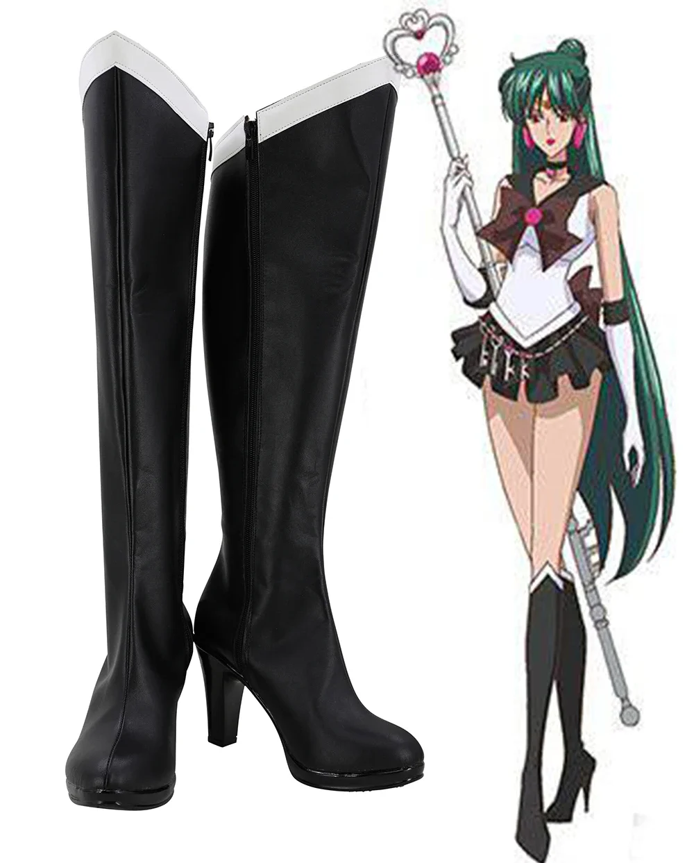 

Meiou Setsuna Cosplay Boots Black Shoes High Heel Custom Made Any Size