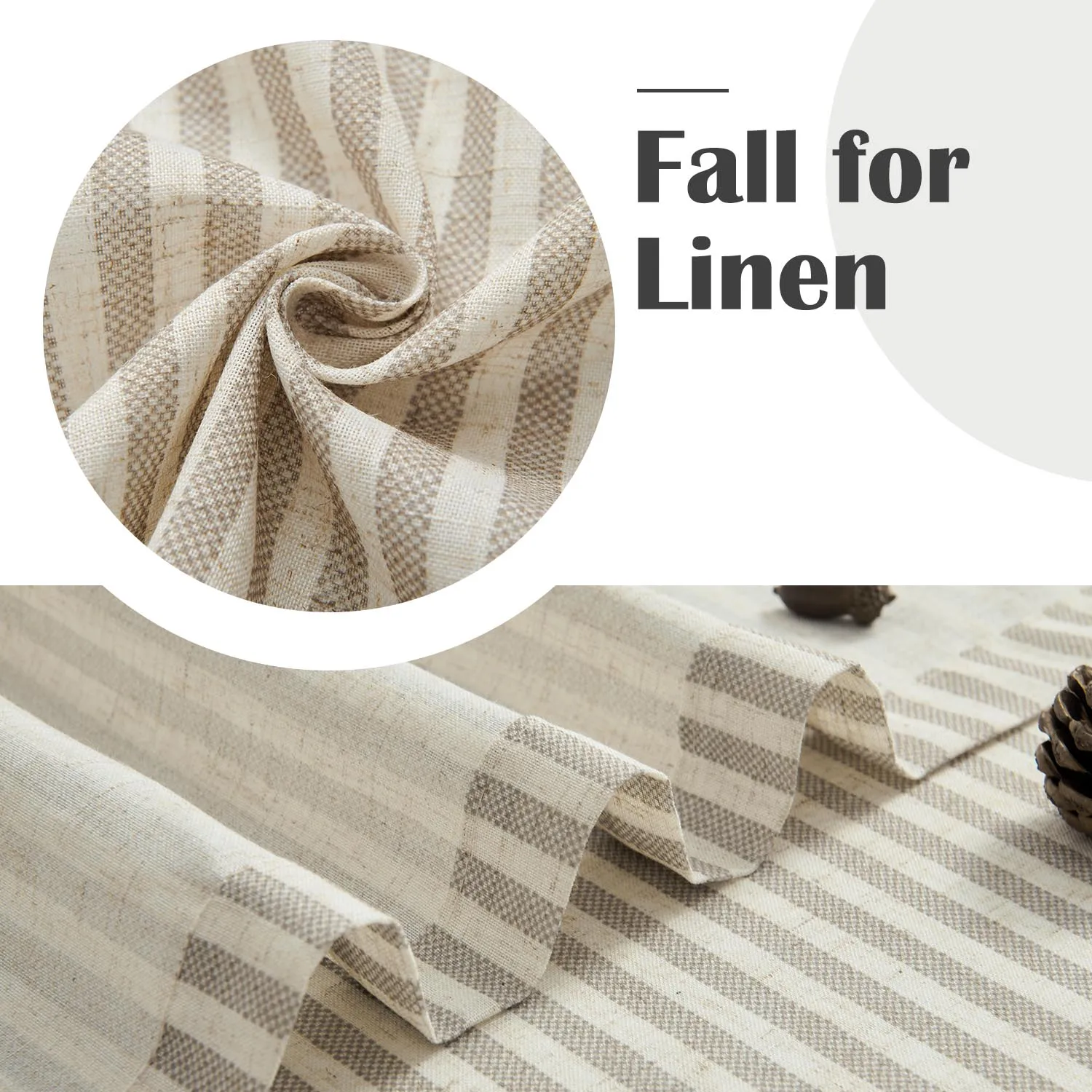 JINCHAN 2 Panels Linen Kitchen Curtains Japanese Striped Short Cover Curtains Rod Pocket Home Interior Shade Window Drapes Cafe 5