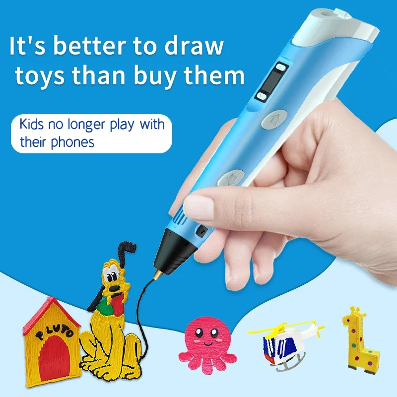 Art Tools For Kids Birthday Christmas Day Gift USB 3D Printing Pen DIY Drawing 10M PLA Filament Three-dimensional Graffiti Toys 3d Printing Pen