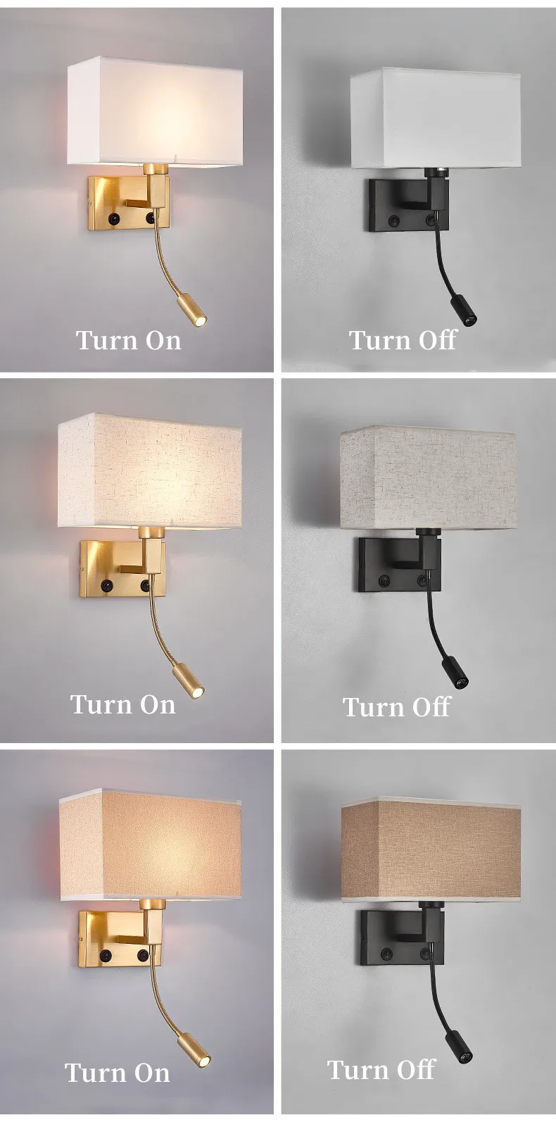 ° Rotação Spotlight Nordic Bedroom Wall Light