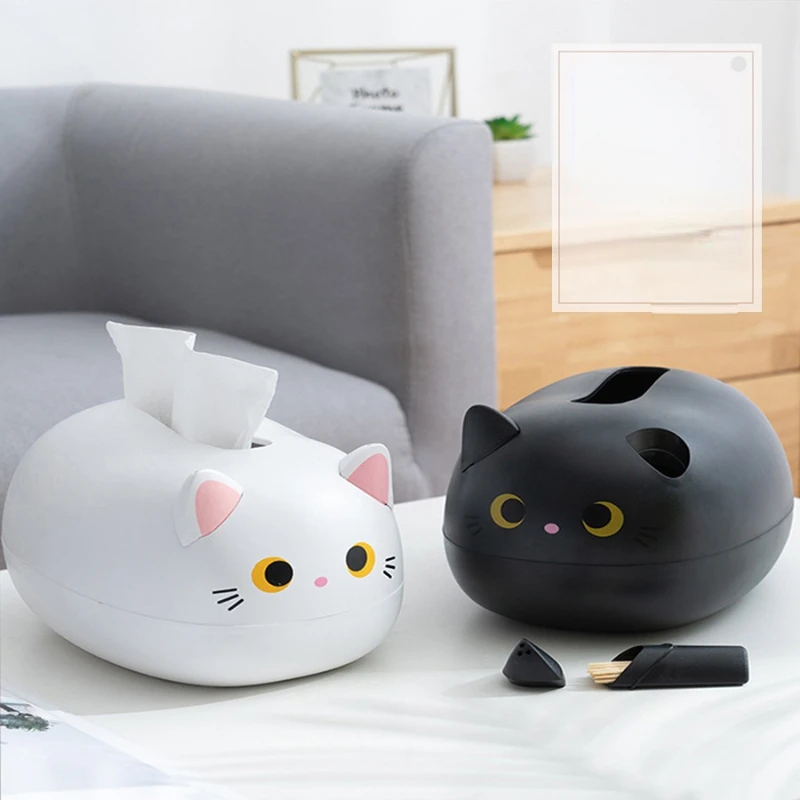 Tissue Box Toilet Paper Holder Kawaii Cat Kitchen Napkin Storage Wc Paper Container Desktop Nordic Style Home Decoration