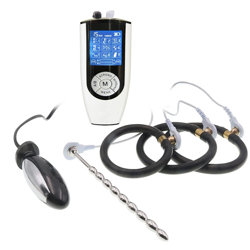 Electro Sex Toys BDSM Electric Shock Anal Butt Plug Electro Stimulate Cock Ring Urethral Plug Erotic E-stim Anus Dilation Penis Man Sexy Toys electric sex toys
