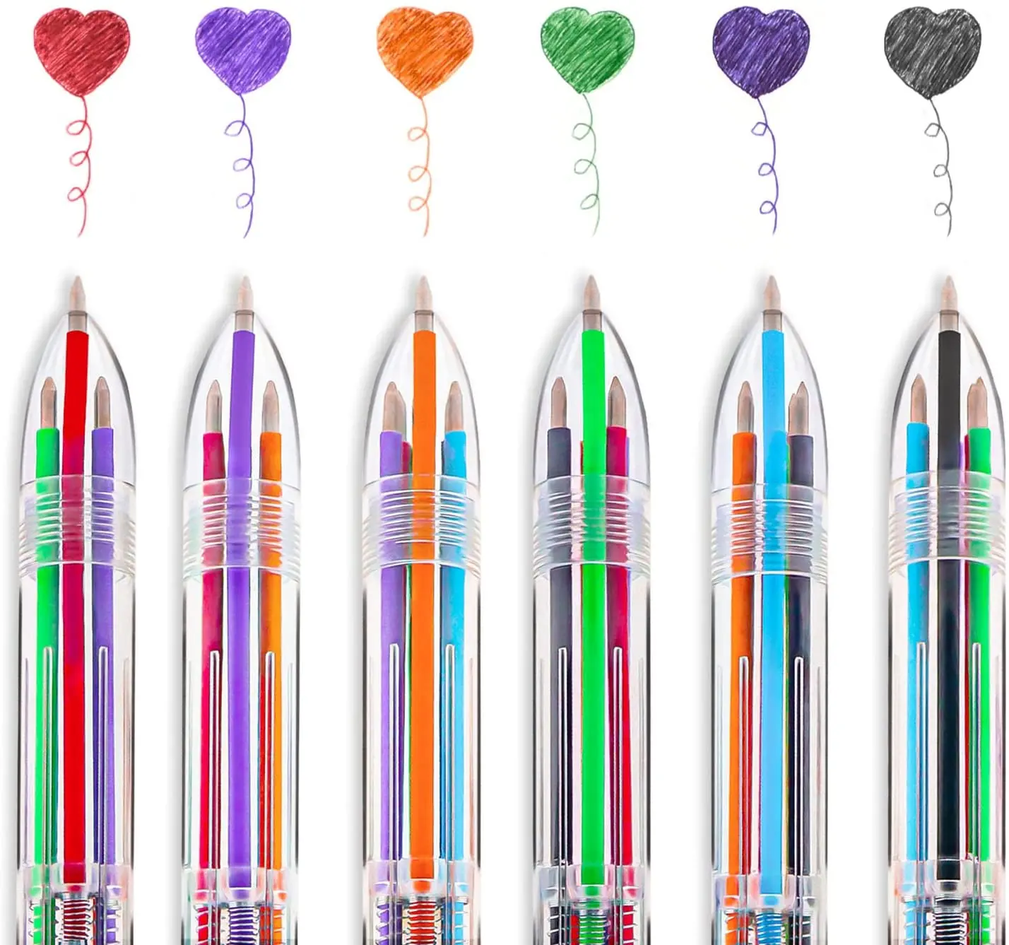 

6 in 1 Color Ballpoint Pen 0.5 0.7mm Rollerball Pen Novelty Multi-color Children Gifts School Office Supplies Kawaii Stationery