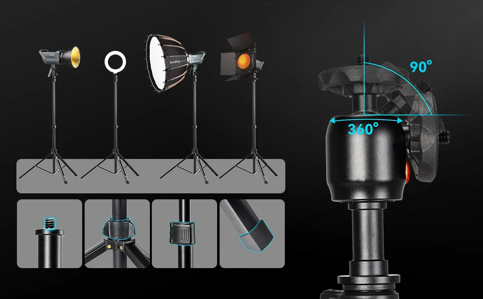 RA-S200 Light Stand for Photography Lightweight Light Stand for COB Lights, Refl