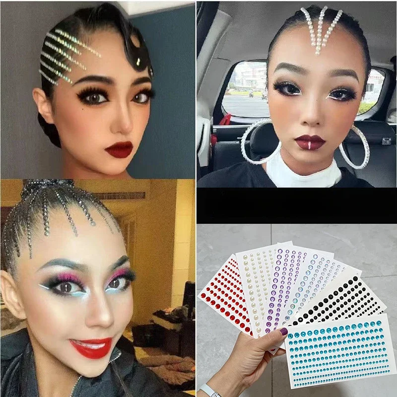 

1Pc Sexy Latin Dance Disposable Acrylic Decorative Stickers Rhinestone Face Stickers Diamond Flash Self-adhesive Tattoo Stickers