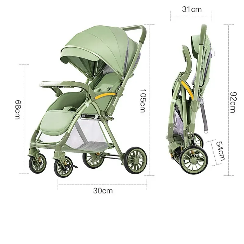 

Newborn Stroller Lightweight Folding Stroller High Landscape Two-way Swivel Seat Can Sit and Lie Down Four-wheeled Baby Stroller