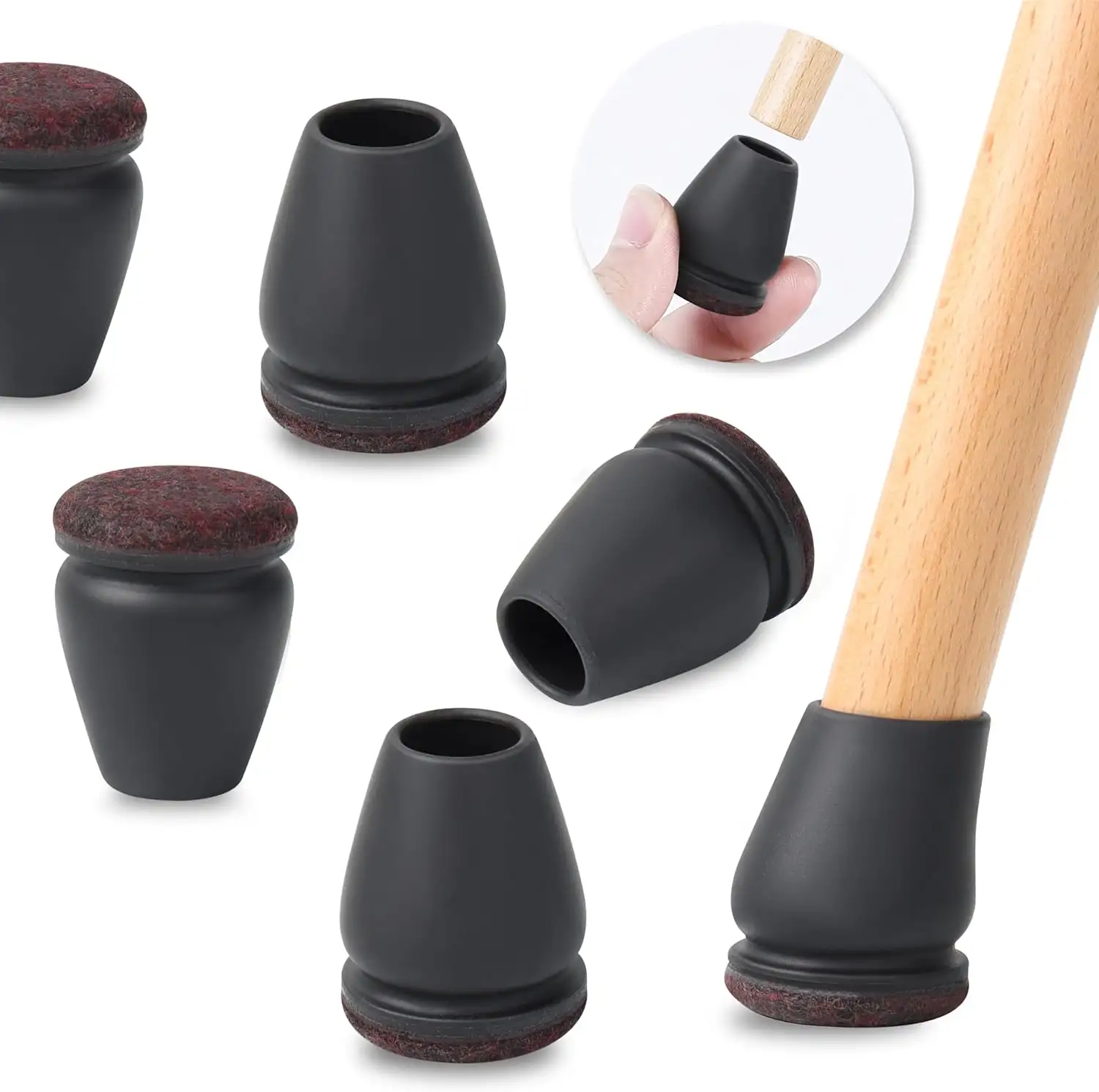 8PCS Chair Leg Floor Protector Felt Foot Cover 15° Diagonal with Thick TPE Pads Silicone Furniture Table Feet for Hardwood