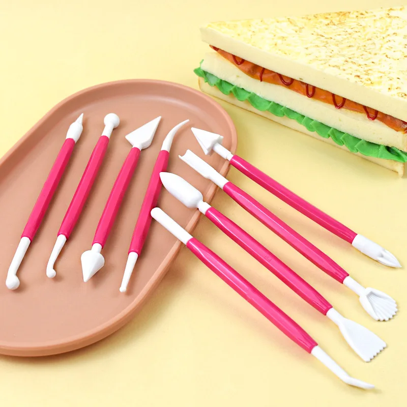 Bview 아트 8종 퐁당 도구 세트, 케이크 데코레이션 DIY 설탕 꽃 만들기용 조각 칼 꽃 조각 펜