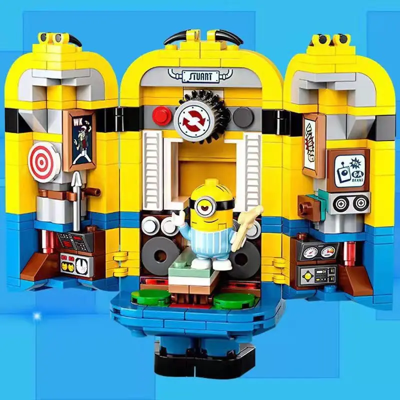 Minionsed Me Toys Action Figure Toy Study Kevin Bob Toys 3D Eye Miniones Figures Blocks Desktop Ornament Regalo Di Compleanno Bambini