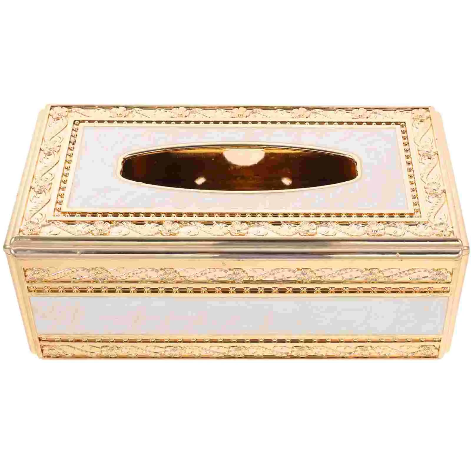 

Inlaid Gold Jade Tissue Box Case Paper Towels Acrylic Holder Tabletop Decor Restaurant Napkin Organizer for KTV Work Desk