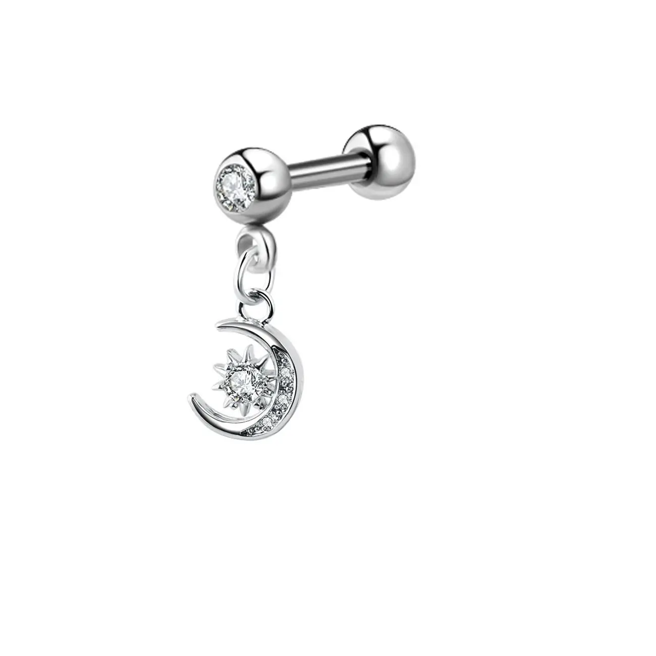 Stud Earrings Crystal Earrings Artificial Crystal Earrings Crystal Zircon Earrings 1PCS Cross Ear Tragus Piercing Earring Stud Barbell Crystal Cartilage Stud Earring Helix Piercing Daith Jewelry Rook Conch