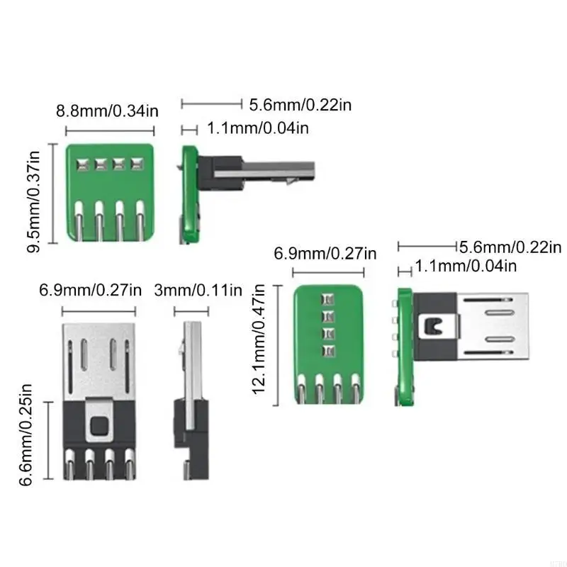 USB 포트 2.0 커넥터 교체 용 솔더 어댑터 USB 4Pin/Type C 5Pin PCB 마운트