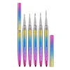 Nail Art Brush Rainbow Metal Long 100% Pure Natural Hair Professional Kolinsky Nails Art Liner Brush Nail Art Pen for Nail Desig 5