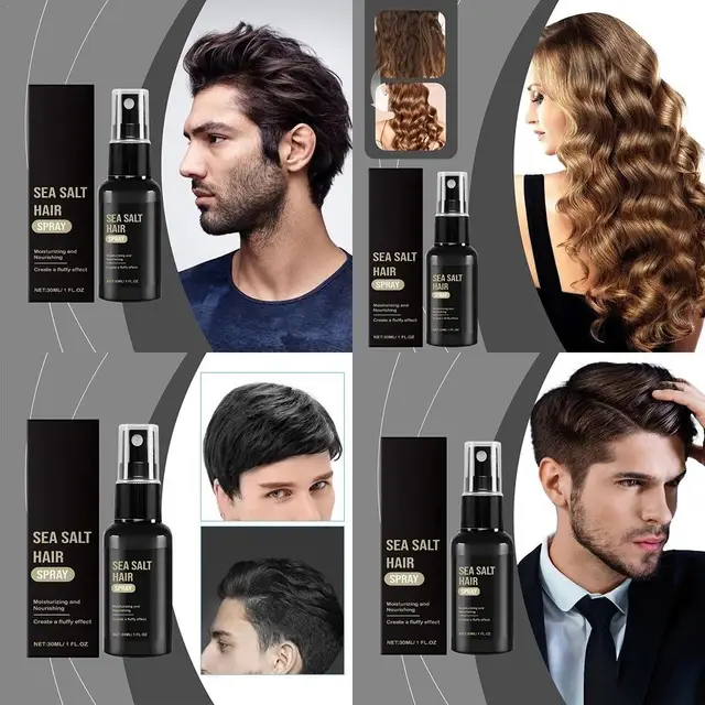 30ML Unisex Neat Hairstyle Fluffy Styling Spray Natural Sea Salt Finish Gentle Non Irritating Bright Hair Volumizing Hair Spray