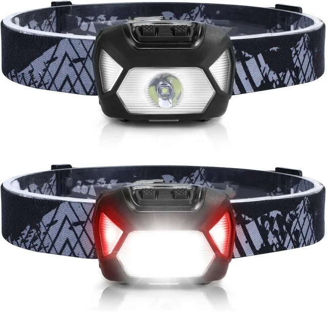 פנס ראש נטען באמצעות USB ב-6 מצבים, עמיד למים IPX4, פנסי LED עם אור אדום ירוק לדיג בחוץ 1