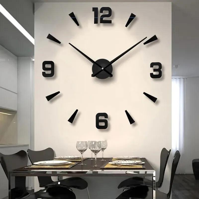 Oversized Mirror Wall Clock for Living Room, Creative Art Clock, Home DIY Personality Fashion, Simple Mirror, 1m