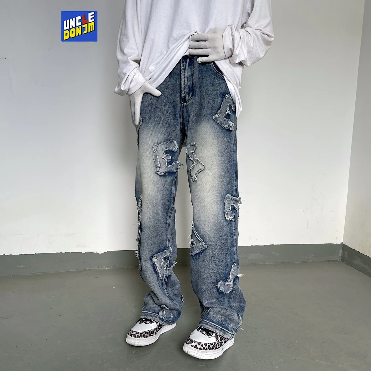Permanentemente diseño Desacuerdo UNCLEDONJM pantalones vaqueros vintage para hombre, jeans desgastados y  holgados de estilo hip hop, jeans de diseñador para novio|Pantalones  vaqueros| - AliExpress