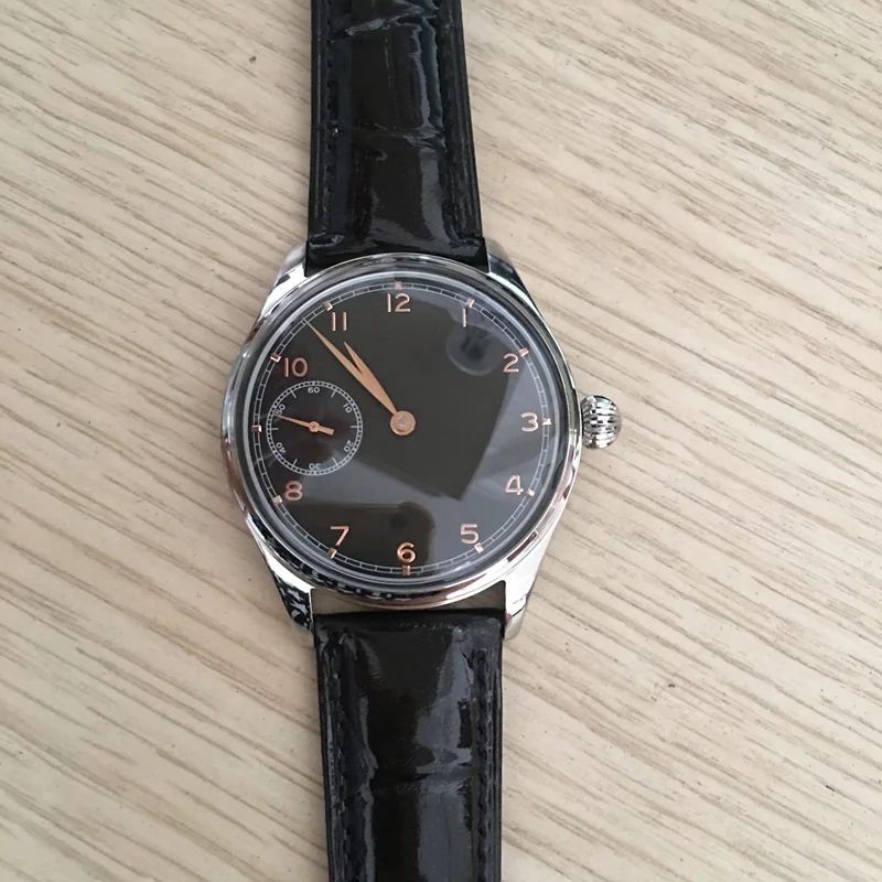 Luxury Watch Mechanical 3600 Hand Wind Movement Sub-seconds Man Watch Black Leather Strap Pin Buckle Clock Portg Style