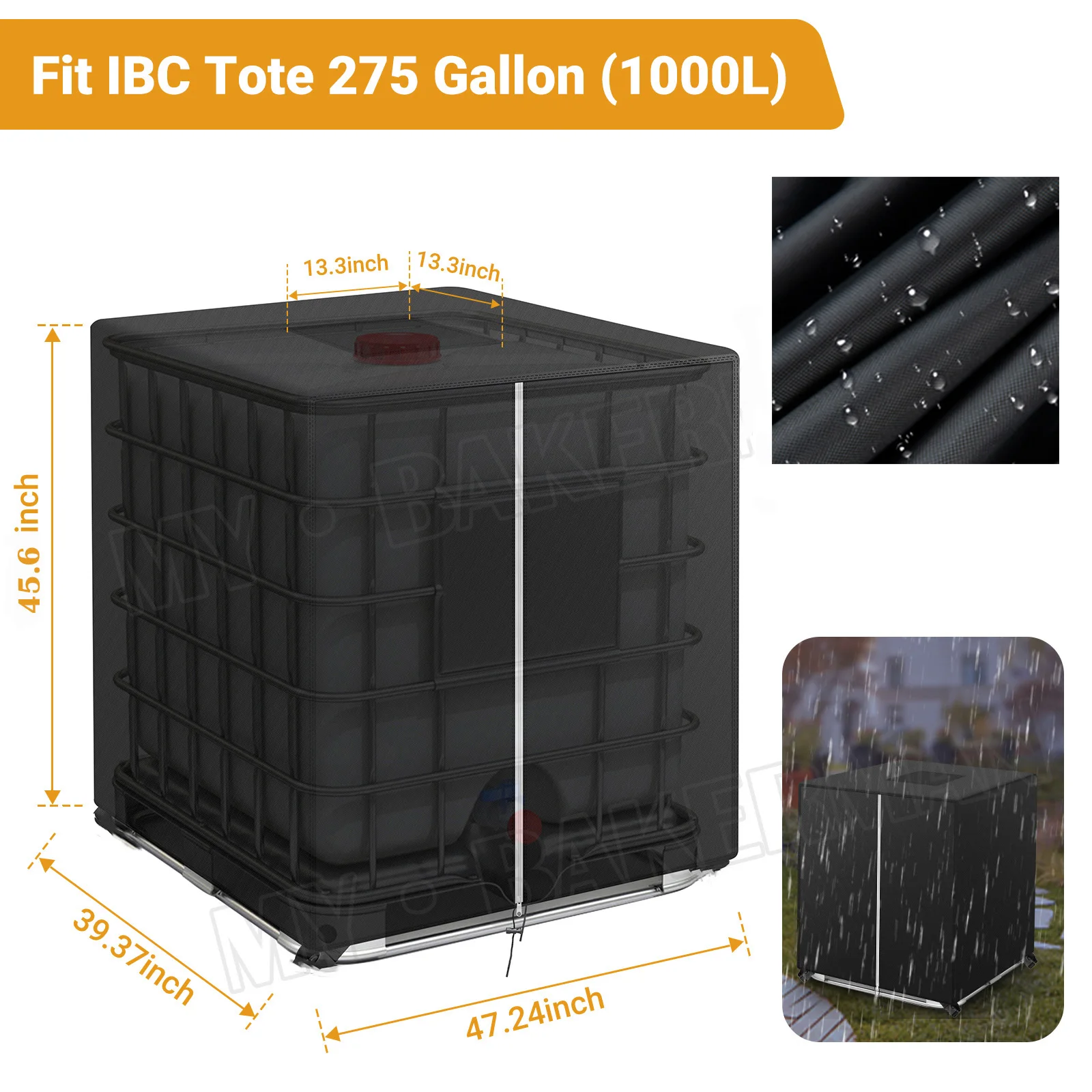 1000L IBC Tank Cover Container Aluminum waterproof Dustproof Rainwater Tank Oxford Cloth UV Protection rainproof tarpaulin