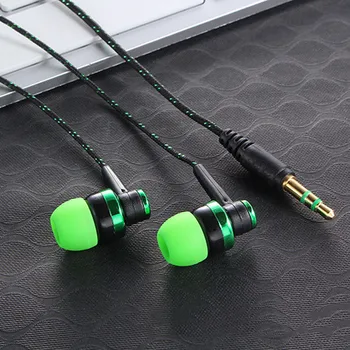 Wired Earphone Stereo In-Ear 3.5mm Nylon Weave Cable Earphone With Mic For Laptop Smartphone Gifts 2