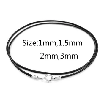925 silver Black Leather Choker Cord 1