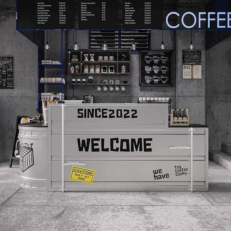 Industrial Style Bar Counter Cashier Internet Celebrity Milk Tea Coffee Shop Iron Billiards Basketball Hall Gym Reception Desk