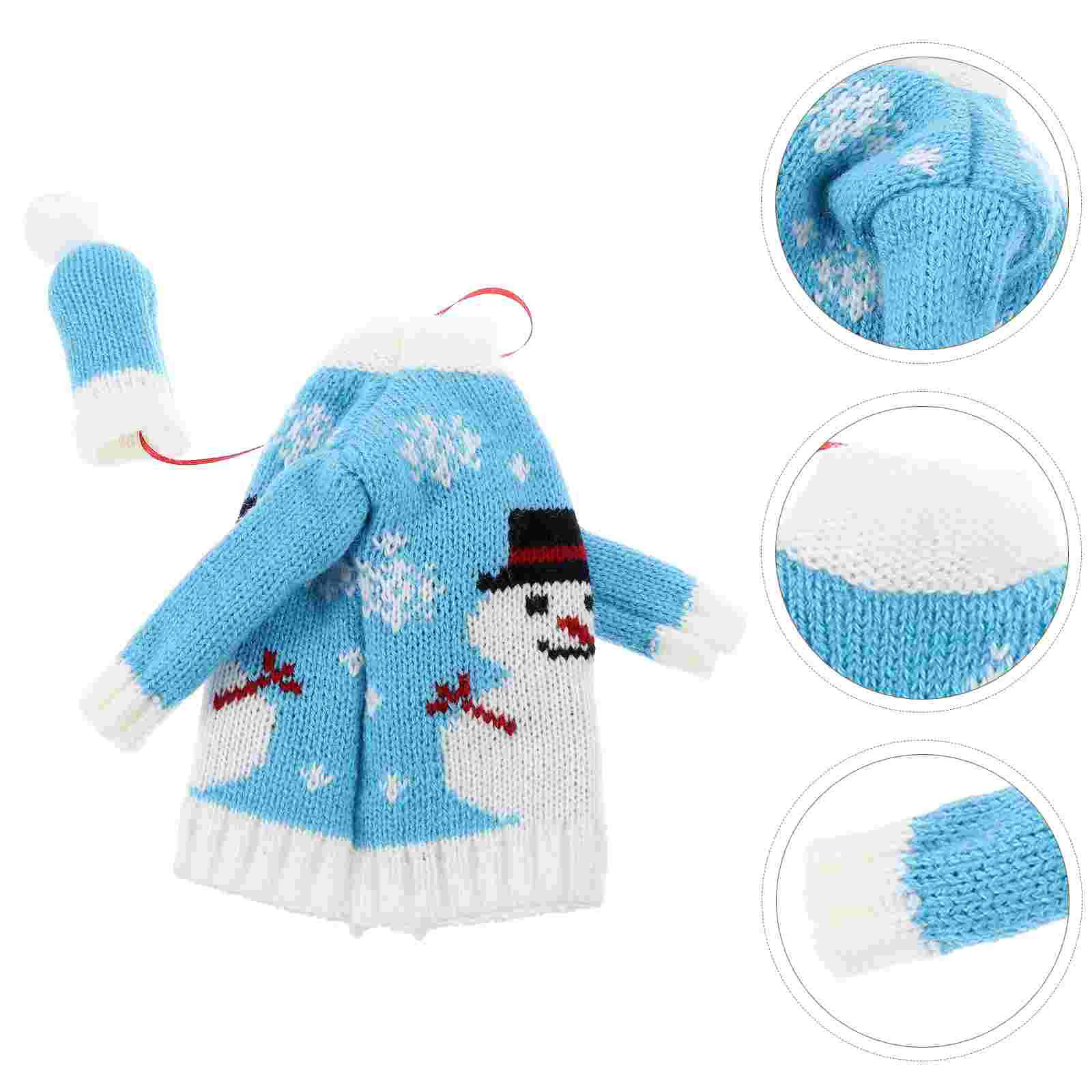 

Christmas Bottle Set Hat Decorative Reusable Ornaments Cap Clothes Decoration Yarn Decors Adorable Sleeves