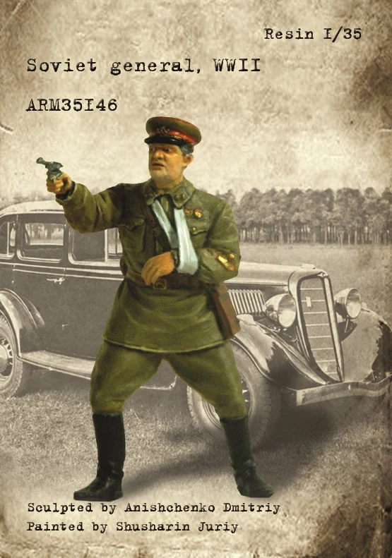 

Модель 1/35 года, советский генерал, военная сцена Второй мировой войны, набор из смолы, солдаты GK, военная тема без покрытия, без цвета