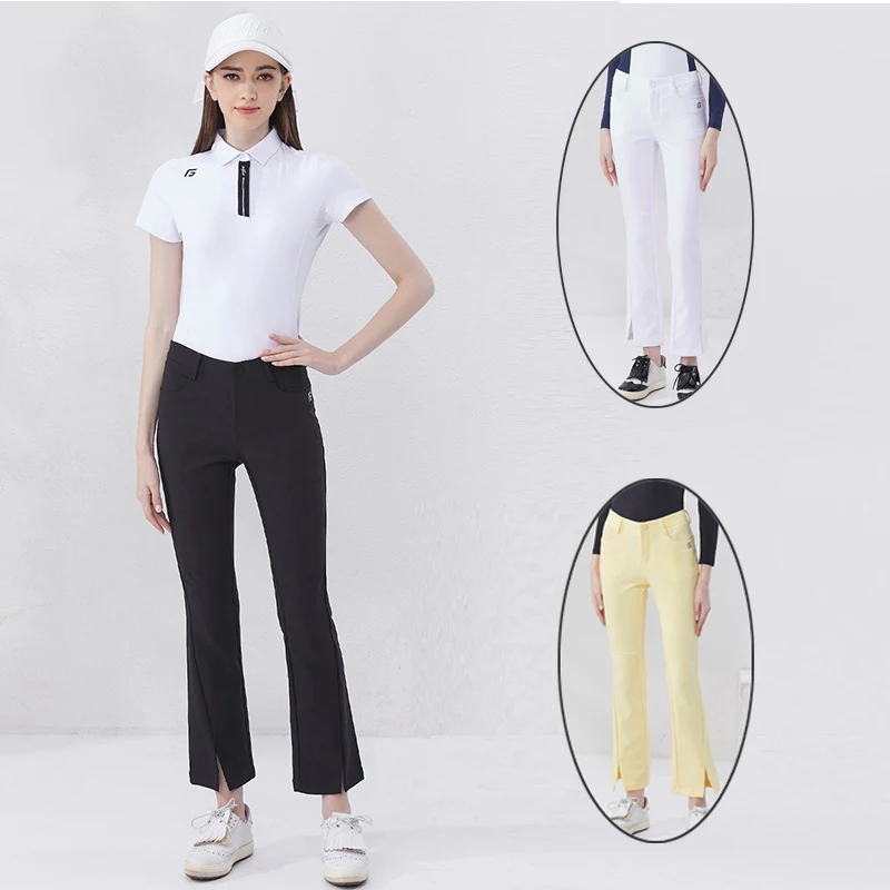 

Golfist Women Clothing Golf Trousers Slim Flared Golf Pants Ladies Spring Breathable Sports Pants Elastic Sweatpant Split Design