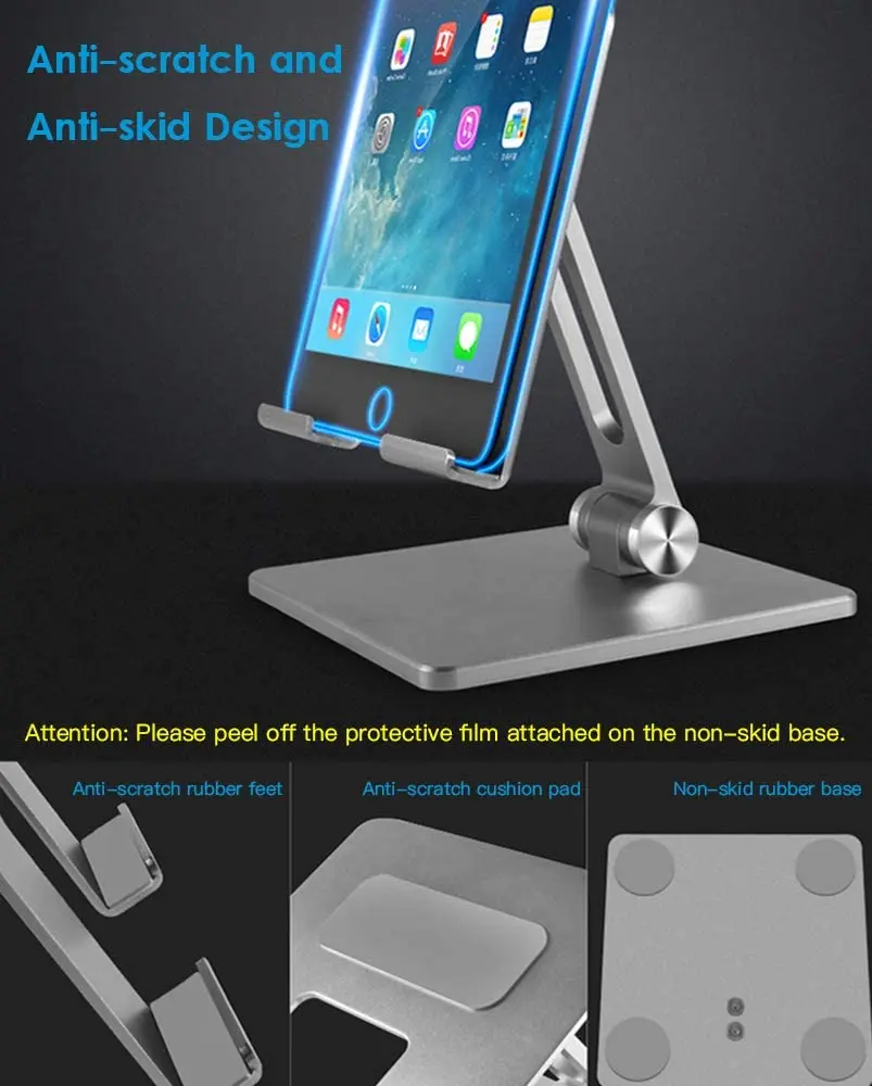 CMAOS Aluminium Alloy Phone Holder Stand Mobile Smartphone Support Tablet Desk Portable Metal Cell Phone Holder for iPhone iPad